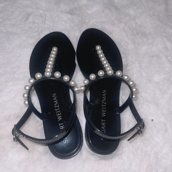 Stuart Weitzmon Goldie Pearly Stud Jelly Sandals - Picture 1 of 3